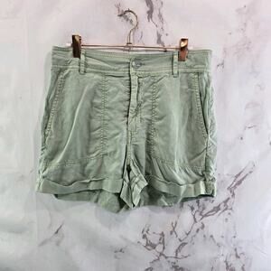Anthropologie Shorts Womens Small Green High Rise 3 Inch Cloth Stone Cuffed